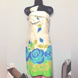 Kate Spade Contessa Floral Cream Strapless Dress VGUC